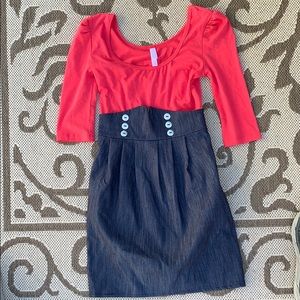 Pink and denim summer dress